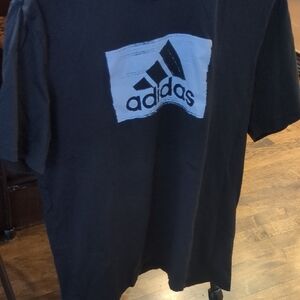 Adidas Men's Tee in Black with White Logo On Front And sleeve